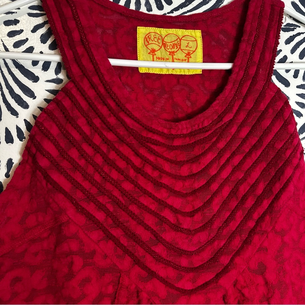 Free People Raspberry Magenta Lace Stretch Tank Top - Picture 2 of 11